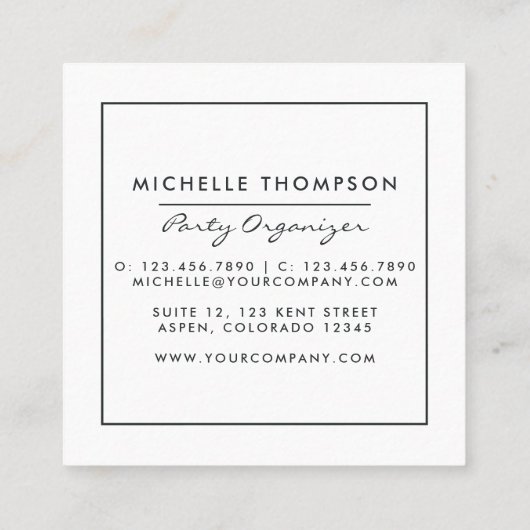 Dark Iridescent Balloons Event Coordinator Square Quadratische Visitenkarte (Rückseite)