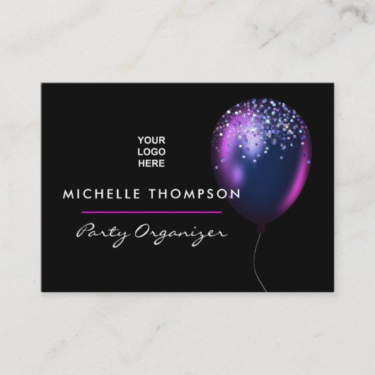 Dark Iridescent Balloons Event Coordinator Square Visitenkarte (Vorderseite)