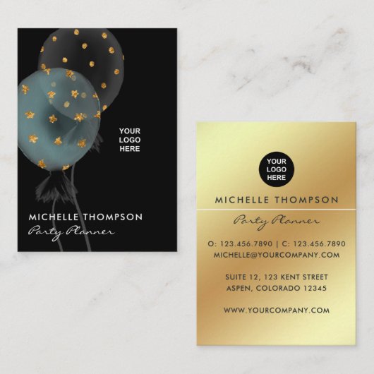 Dark Iridescent Balloons Event Coordinator Visitenkarte (Vorne/Hinten)