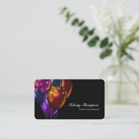 Dark Iridescent Balloons Event Industry QR Code Visitenkarte (Stehend Vorderseite)