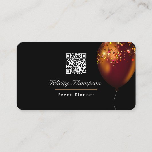 Dark Iridescent Balloons Event Planner QR Code Visitenkarte (Vorderseite)