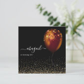 Dark Iridescent Balloons Geburtstagsparty Einladun Einladung (Stehend Vorderseite)