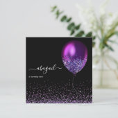 Dark Iridescent Balloons Geburtstagsparty Einladun Einladung (Stehend Vorderseite)