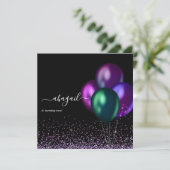 Dark Iridescent Balloons Geburtstagsparty Einladung (Stehend Vorderseite)