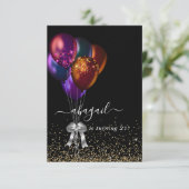 Dark Iridescent Balloons Geburtstagsparty Einladung (Stehend Vorderseite)