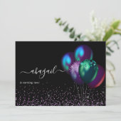 Dark Iridescent Balloons Geburtstagsparty Einladung (Stehend Vorderseite)