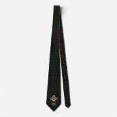 Dark Kariert Masonic Mit Monogramm Neck Tie Krawatte (Vorderseite)