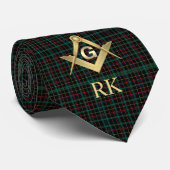 Dark Kariert Masonic Mit Monogramm Neck Tie Krawatte (Gerollt)