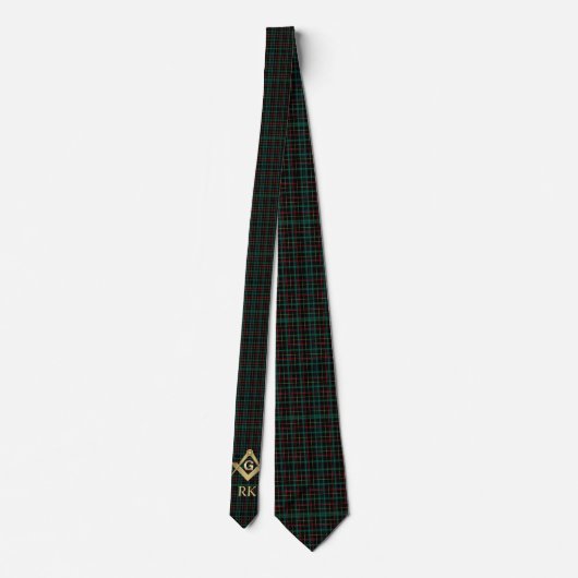 Dark Kariert Masonic Mit Monogramm Neck Tie Krawatte (Rückseite)