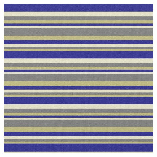 Dark Khaki, Dim Gray, Blass Goldenrod & Blue Lines Stoff (Nahaufnahme)