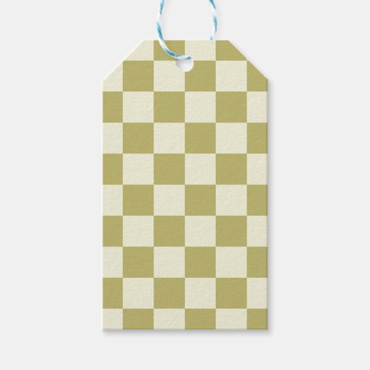 Dark Khaki und Beige Checkerboard Geschenkanhänger (Vorderseite)