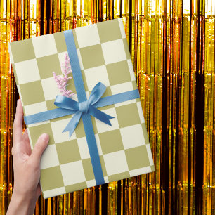 Dark Khaki und Beige Checkerboard Geschenkpapier