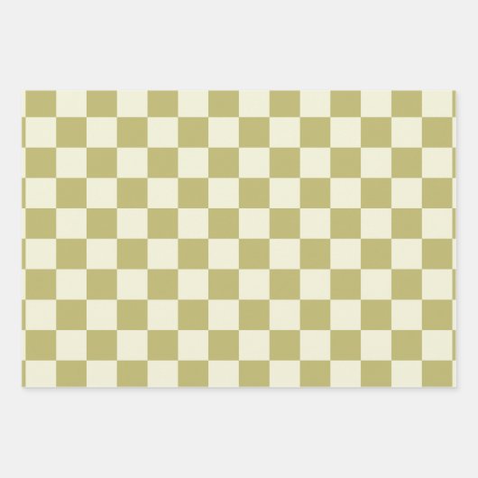 Dark Khaki und Beige Checkerboard Geschenkpapier Set (Vorderseite 3)