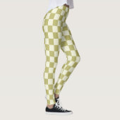 Dark Khaki und Beige Checkerboard Leggings (Rechts)