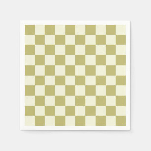 Dark Khaki und Beige Checkerboard Serviette