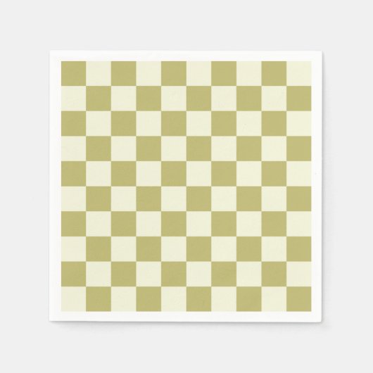 Dark Khaki und Beige Checkerboard Serviette (Vorderseite)