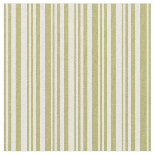 Dark Khaki & White Lines Muster Stoff (Nahaufnahme)