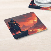 Dark Knight of Flame Rechteckiger Pappuntersetzer (angewinkelt)