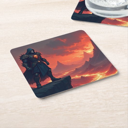 Dark Knight of Flame Rechteckiger Pappuntersetzer (angewinkelt)