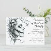 Dark Lady Halloween Einladung - Schmetterling & Sc (Stehend Vorderseite)