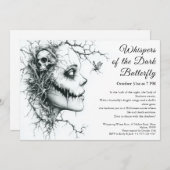Dark Lady Halloween Einladung - Schmetterling & Sc (Vorne/Hinten)