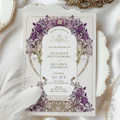 Dark Lavender Vintage Hochzeit Einladung und Infor