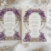 Dark Lavender Vintage Hochzeit Einladung und Infor