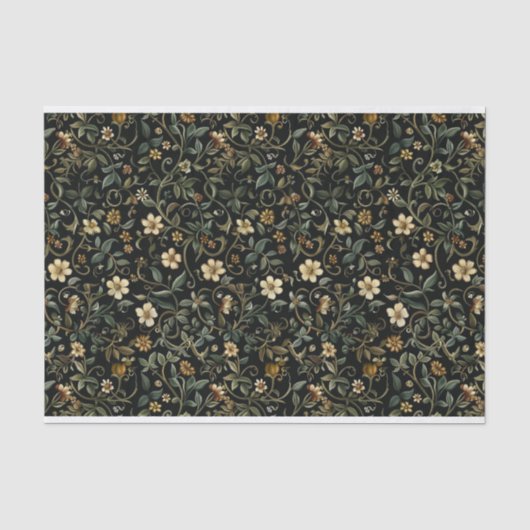 Dark Leafy Floral Illustrations Muster Nr. 1 Seidenpapier (Vorderseite)