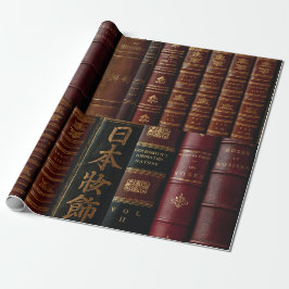 Dark Leather Book Spines Book Lovers Geschenkpapier