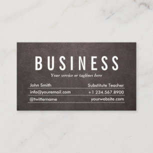 Dark Leather Substitutions Teacher Business Card Visitenkarte