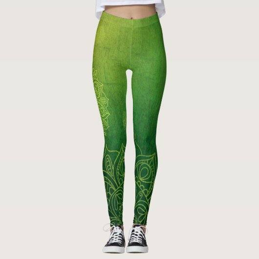 Dark Lemon Limon Lotus Blume Yoga Leggings (Vorderseite)