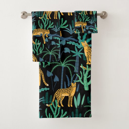 Dark Leopard Jungle Badhandtuch Set (Insitu)