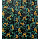 Dark Leopard Jungle Duschvorhang (Vorderseite)