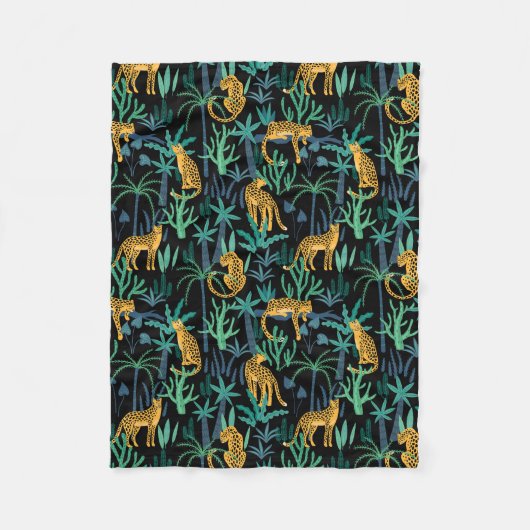 Dark Leopard Jungle Fleece Blanket (Vorderseite)