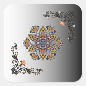 Dark & Light Mandala-Blüte Quadratischer Aufkleber (Vorderseite)