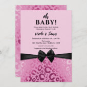 Dark & Light Pink Glam Leopard Print Baby Dusche Einladung (Vorne/Hinten)