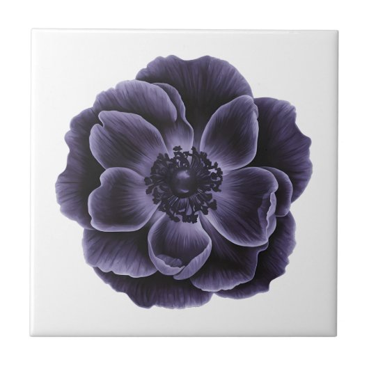 Dark Lila Bloom Botanic Art Design Fliese (Vorderseite)
