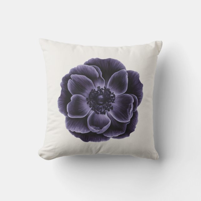 Dark Lila Bloom Botanic Art Design Kissen (Vorderseite)