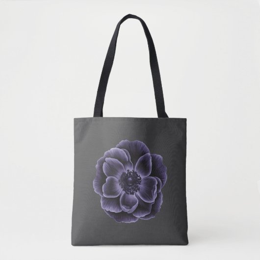 Dark Lila Bloom Botanic Art Design Tasche (Vorderseite)
