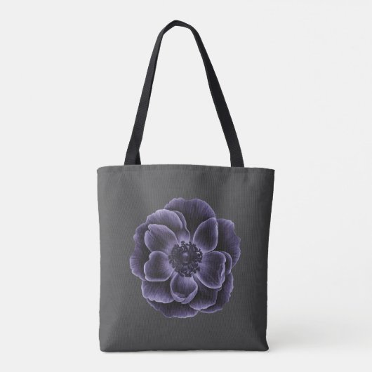Dark Lila Bloom Botanic Art Design Tasche (Rückseite)