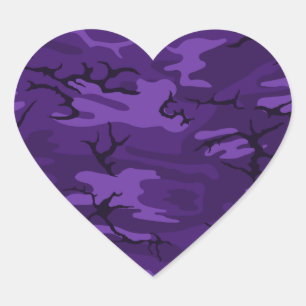 Dark Lila Camouflage Heart Sticker