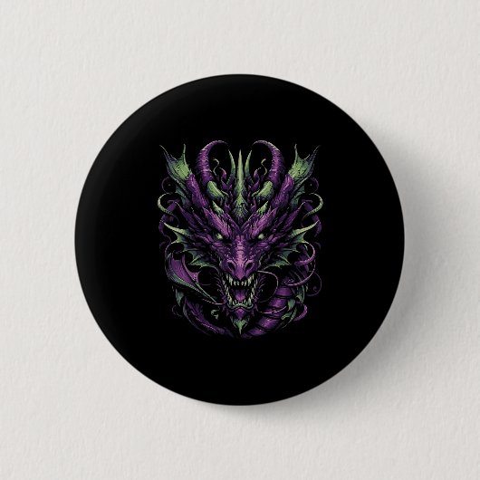 Dark Lila Dragon Head Demon Fantasy Gothic Men W Button (Vorderseite)