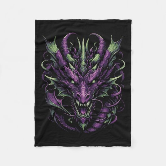 Dark Lila Dragon Head Demon Fantasy Gothic Men W Fleecedecke (Vorderseite)