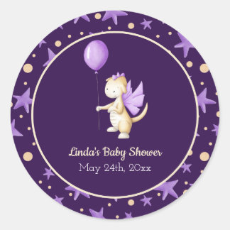 Dark Lila Dragon mit Balloon Girl Baby Shooter Runder Aufkleber