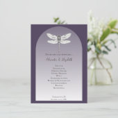 Dark Lila Dragonfly-Hochzeitsprogramm (Stehend Vorderseite)