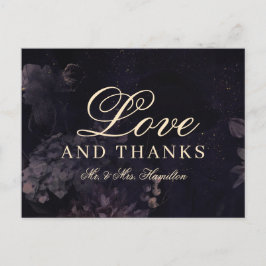 Dark Lila Floral Boho Gothic Wedding Vielen Dank Postkarte