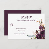 Dark Lila Floral Boho Hochzeit im Herbst UAWG RSVP Karte (Vorne/Hinten)