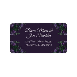 Dark Lila Floral Elegant Wedding Gothic Adressaufkleber