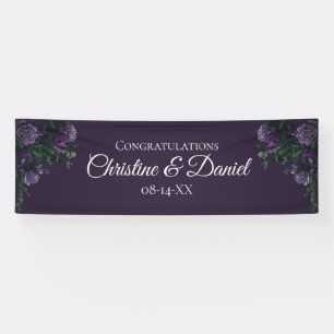 Dark Lila Floral Elegant Wedding Gothic Banner