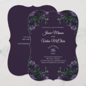 Dark Lila Floral Elegant Wedding Gothic Einladung (Vorne/Hinten)